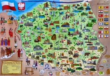 DUŻA TABLICA MAGNETYCZNA MAPA POLSKI EDUKACYJNA