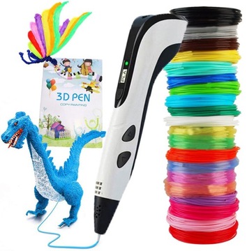ZESTAW DŁUGOPIS 3D DRUKARKA 3D PEN + WKŁADY PLA(110M) +3D SZABLONY