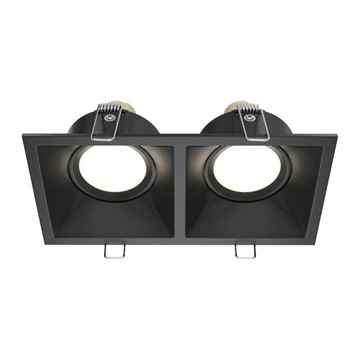 Lampa oprawa sufitowa podtynkowa podwójna prostokątna czarna Maytoni