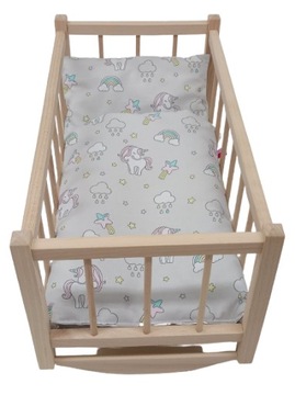 KOŁYSKA DLA LALEK DREWNIANA DLA LALKI +POŚCIEL 3EL