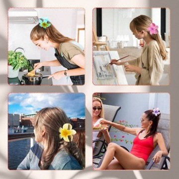 Набор из 6 праздничных заколок для волос с яркими цветами плюмерии, 8 см.