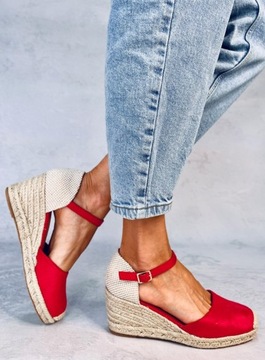 Espadryle na koturnie PLATTEN RED 37