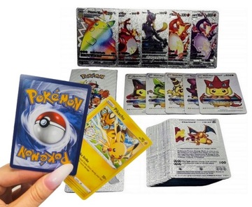 ORYGINALNA KARTA POKEMON + KARTY SREBRNE Vmax GX 55szt. POKE FAN GRATIS