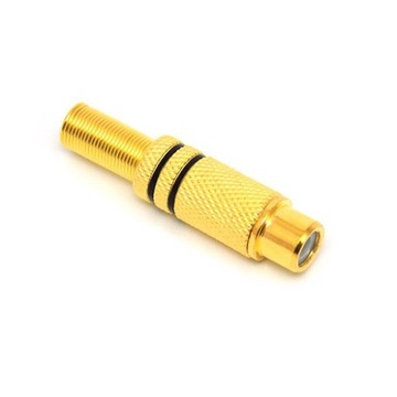 GNIAZDO RCA METAL CZARNE GOLD NA KABEL