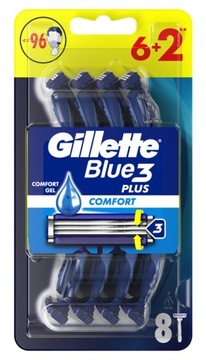 GILLETTE BLUE 3 PLUS COMFORT ZESTAW 8 MASZYNEK DO GOLENIA - NIEBIESKIE