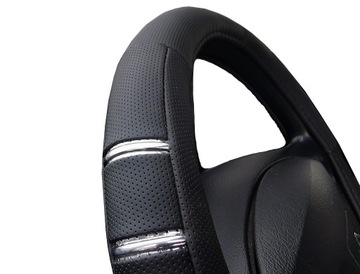 HYUNDAI i10 i20 i30 i40 ix35 Tucson Getz Na kierownicę perforowany CHROM