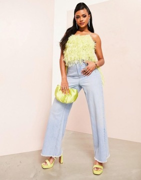 Asos Luxe neonowe BODY ramiączka FRĘDZLE NJ1 gwg S