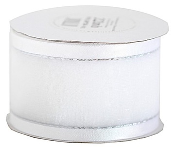 Wstążka szyfonowa z lamówką SILVER/GOLD 50mmx22mb