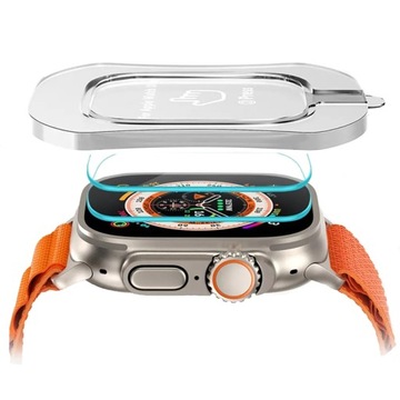 2x ЗАКАЛЕННОЕ СТЕКЛО ДЛЯ APPLE WATCH ULTRA/ULTRA 2 49MM С КРЕПЛИТЕЛЬНОЙ РАМКОЙ