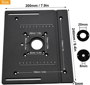 АЛЮМИНИЕВАЯ ПЛИТА ДЛЯ ФРЕЗЕРНОГО СТАНКА ВСТАВКИ ДЛЯ СТОЛА ЧЕРНАЯ ПЛИТА