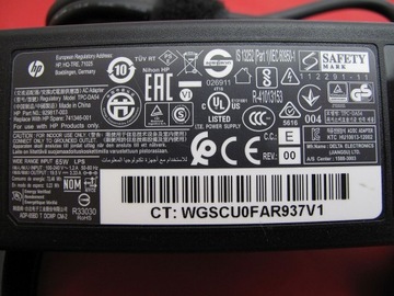 ОРИГИНАЛЬНОЕ ЗАРЯДНОЕ УСТРОЙСТВО HP 19,5 В 3,33 А 65 Вт PIN 5,0x7,4 + КАБЕЛЬ FV