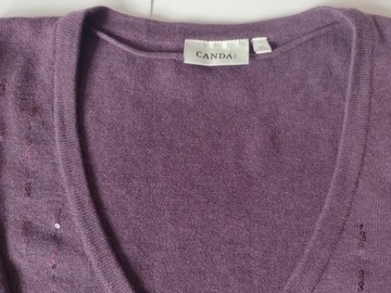 Sweter rozpinany śliwkowy z drobnymi cekinami ,,Canda" roz. XL