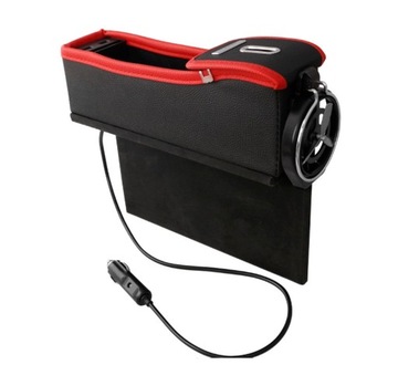 SKÓRZANY ORGANIZER SAMOCHODOWY Z PORT USB PASAŻER CZERWONY
