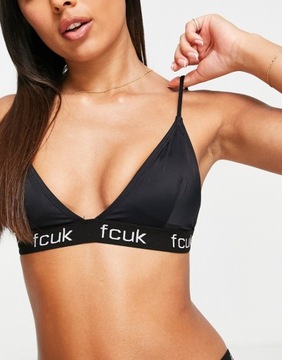 FCUK Czarna góra od bikini z taśmą z logo M