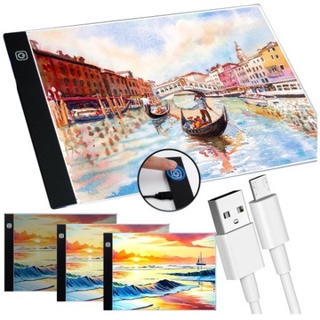 ДОСКА ДЛЯ ЧЕРТЕЖА С ПОДСВЕТКОЙ для светодиодного рисунка формата А4. РЕЖИМ ЯРКОСТИ.