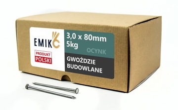 Gwoździe budowlane 3,0x80mm 3 cale OCYNK Gładkie 3