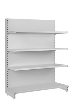 Kompletny regał sklepowy metalowy typ Mago Przyścienny 180x125cm JasnoSzary