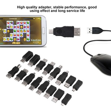 16 шт. Универсальный адаптер USB 2.0 USB-переходник «папа-мама» Micro USB Converter