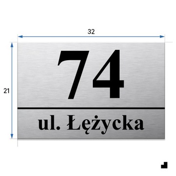 АДРЕСНАЯ ТАБЛИЧКА НОМЕР ДОМА С НОМЕРОМ ДОМА 32х21 см Серебро + ШПИЛЬКИ