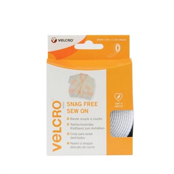 VELCRO Taśma rzepowa do tekstyliów haczyk i pętelka szycia 20mm x 3m biała