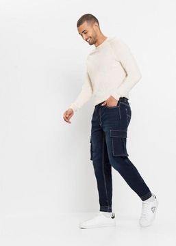 SLIM FIT STRAIGHT GRANATOWE 52 3I0B04 BONPRIX SPODNIE JEANSOWE BOJÓWKI