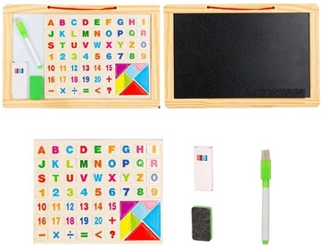 DREWNIANA TABLICA DWUSTRONNA KREDOWO-MAGNETYCZNA LITERKI WISZĄCA