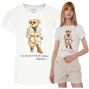 t-shirt polo ralph lauren premium damska koszulka biala mis BEAR