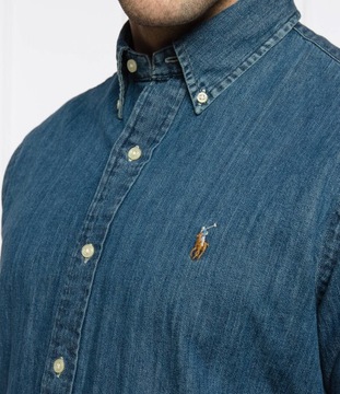 RALPH LAUREN koszula jeansowa granatowa na co dzień PREMIUM r.XL