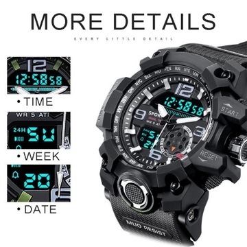Zegarek wojskowy z wyświetlaczem LED
