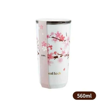 Kubek termiczny ze stali nierdzewnej kwiat wiśni na kawę herbatę 560 ml