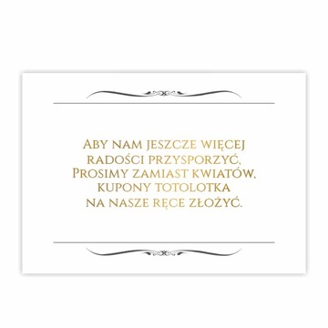 Wkładki Bileciki do Zaproszeń Ślubnych z wierszykiem klasyczne vintage 8szt