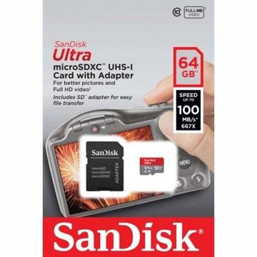 SANDISK 64 ГБ micro SDXC C10 U1 ULTRA 140 МБ/с A1 SD