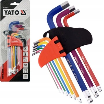 YATO ZESTAW IMBUSÓW KLUCZE IMBUSOWE TRZPIENIOWE KULKA DŁUGIE 1.5-10mm 9szt