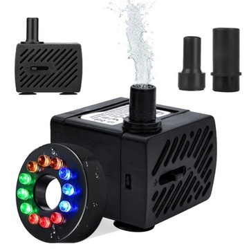 5W POMPA POMPKA DO WODY CIECZY 350L/H Z OŚWIET LED 220V-240V Z OŚWIET 1.4m
