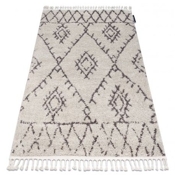 Dywan boho frędzle kremowy/ brązowy maroko 80x250