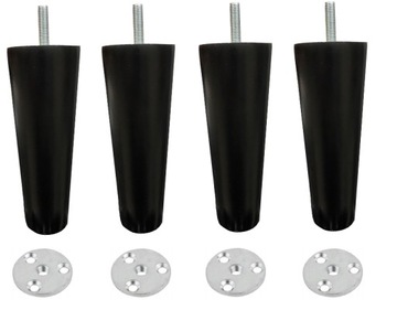 NOGI NÓŻKI DREWNIANE CZARNY MAT H130 + BLACHY P130