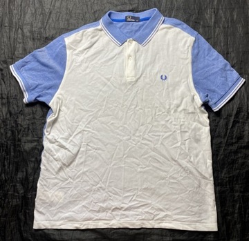 FRED PERRY ORYGINALNE BIAŁO NIEBIESKIE BAWEŁNIANE POLO XXL