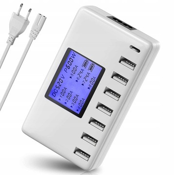 Настенное зарядное устройство 8x USB TYPE-C с ЖК-дисплеем, 60 Вт