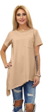 БЛУЗКА асимметричная из хлопка M685 с карманом