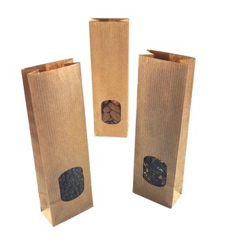 БУМАЖНЫЕ ПАКЕТЫ С ОКНЕМ + ЗАЖИМЫ 100шт 20,5Х7Х4