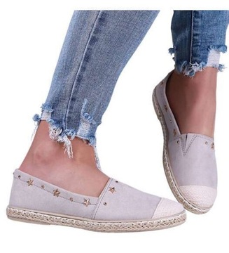 Lekkie damskie balerinki baleriny szare espadryle 15636 39