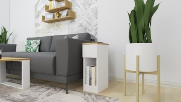 Szafka nocna stolik do kanapy kawowy pojedyncza szuflada biała artisan