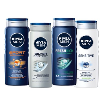 NIVEA MEN żel pod prysznic męski zestaw 4x500ml