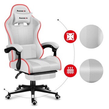 Вращающееся игровое кресло С ПОДНОГКОЙ HUZARO Force 4.7 RGB White