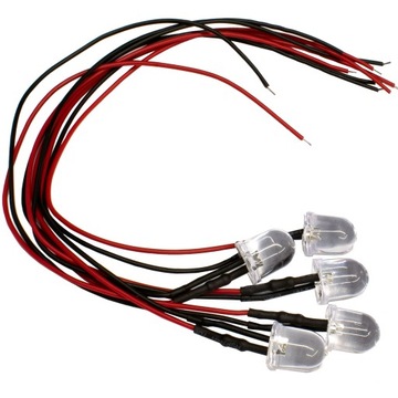 DIODY LED PRZEŹROCZYSTE 12V 10mm 9 KOLORÓW do wyboru, przewody 20cm | 5 SZT