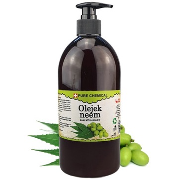 OLEJEK NEEM NIERAFINOWANY NATURALNY TŁOCZONY NA ZIMNO + DOZOWNIK 1l