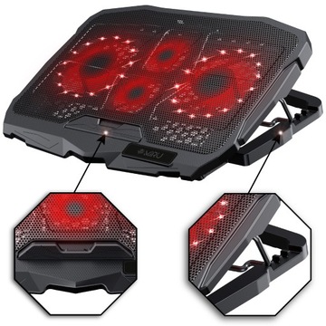 ОХЛАЖДАЮЩАЯ ПОДСТАВКА ДЛЯ НОУТБУКА 15,6 ДЮЙМА, ЧЕРНАЯ, РЕГУЛИРУЕМАЯ ПОДСТАВКА С СВЕТОДИОДНОЙ СВЕТОДИОДНОЙ ПОДДЕРЖКОЙ И USB