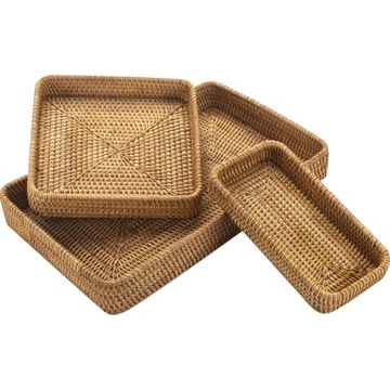 Woven Hamper Desktop Storage Basket Wicker 3 Pcs
