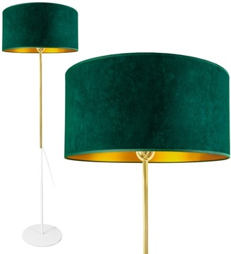NOWOCZESNA LAMPA STOJĄCA PODŁOGOWA ZŁOTA ABAŻUR WELUR LOFT LED