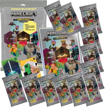 MEGAZESTAW startowy MINECRAFT Challenges + 10 Saszetek | 98 KART
